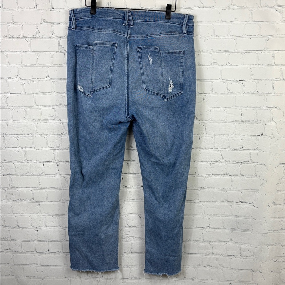 GOOD AMERICAN Good Legs Straight Distressed Raw Hem Jeans size 16 - Picture 3 of 11